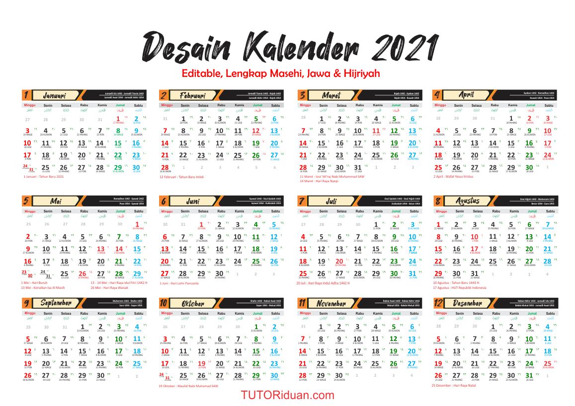 Aneka Model Desain  Kalender  Dinding 2021  Free CDR  