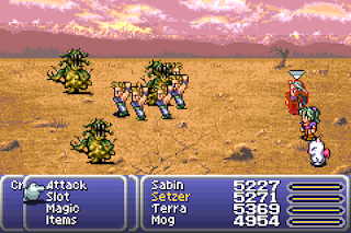 Sabin uses the Phantom Rush Blitz in Final Fantasy VI.