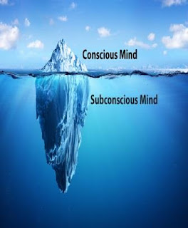 An iceberg depicting the difference between the conscious and subconscious mental state