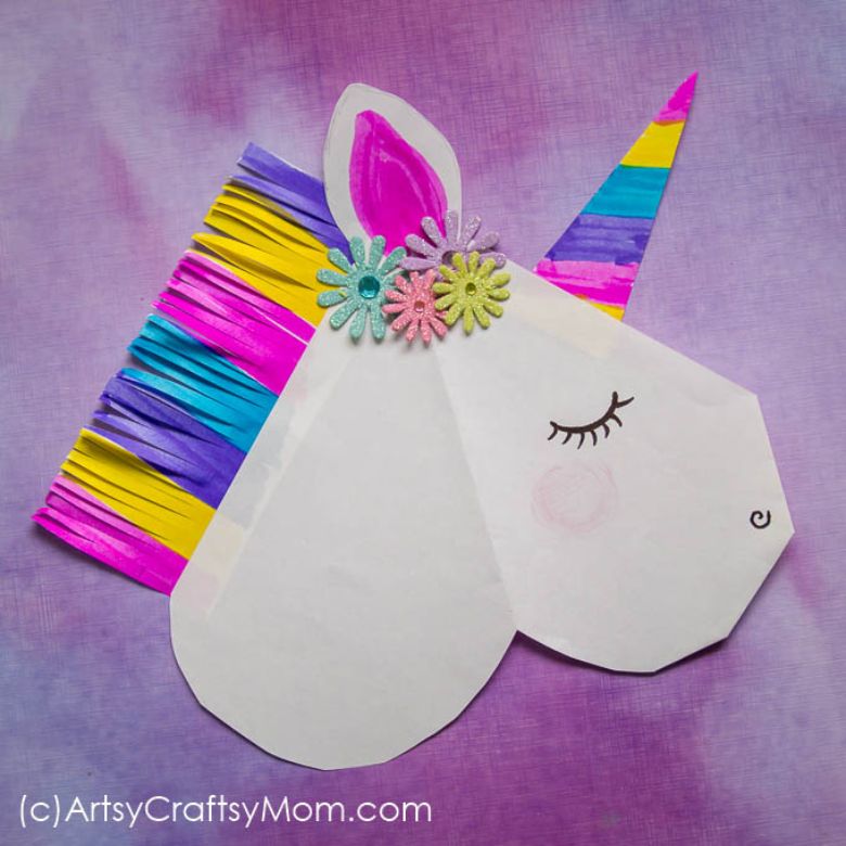 Heart Paper Unicorn Craft for Kids
