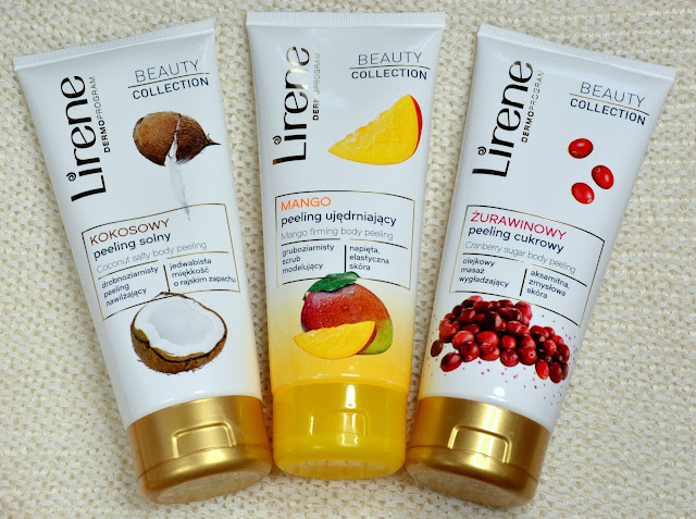 Kokos, mango i żurawina czyli owocowe peelingi Lirene Beauty Collection.