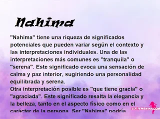 ▷ Significado del nombre Nahima