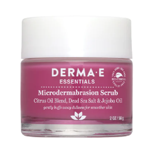 DermaE Microdermabrasion Scrub packaging, an exfoliating scrub for smoother, brighter skin.