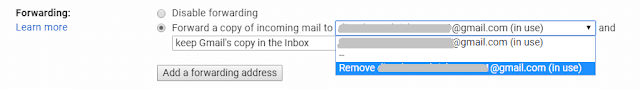 delete forwarding to email address