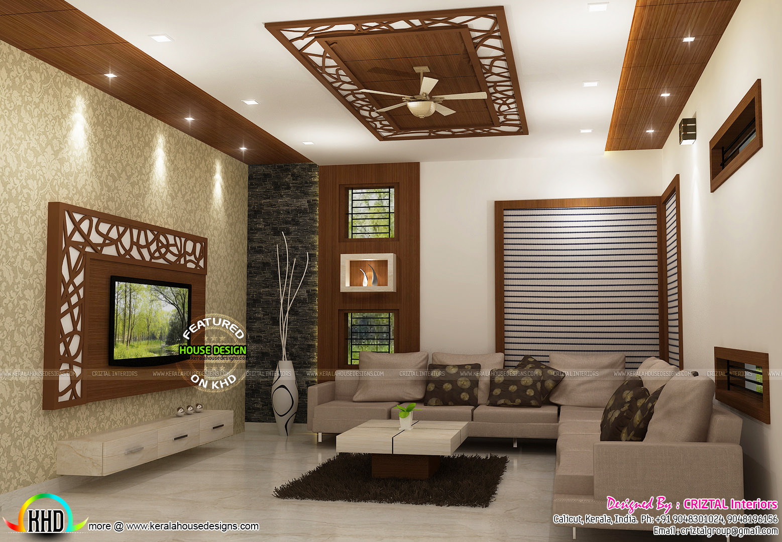 Living bedroom kitchen interior designs  Kerala home 