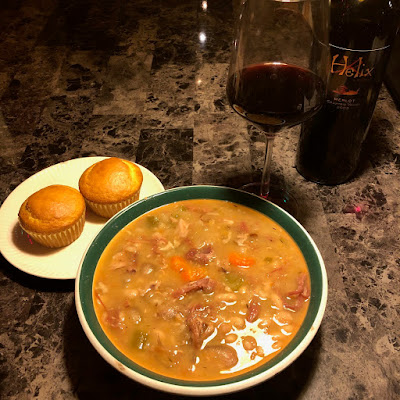 Ham and bean soup with cornbread