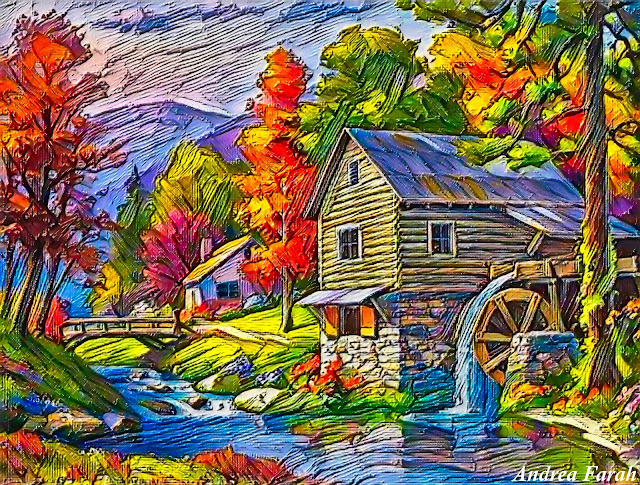 Beautiful Old mill painting 8
