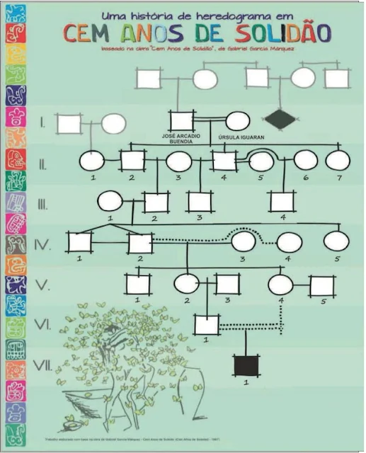 A família Buendía é marcada por relações consanguíneas, traições e amores não correspondidos. Tal família é extinta em sua sétima geração (VII), quase ao mesmo tempo do vilarejo e do nascimento de um bebê com rabo de porco (VII-1).