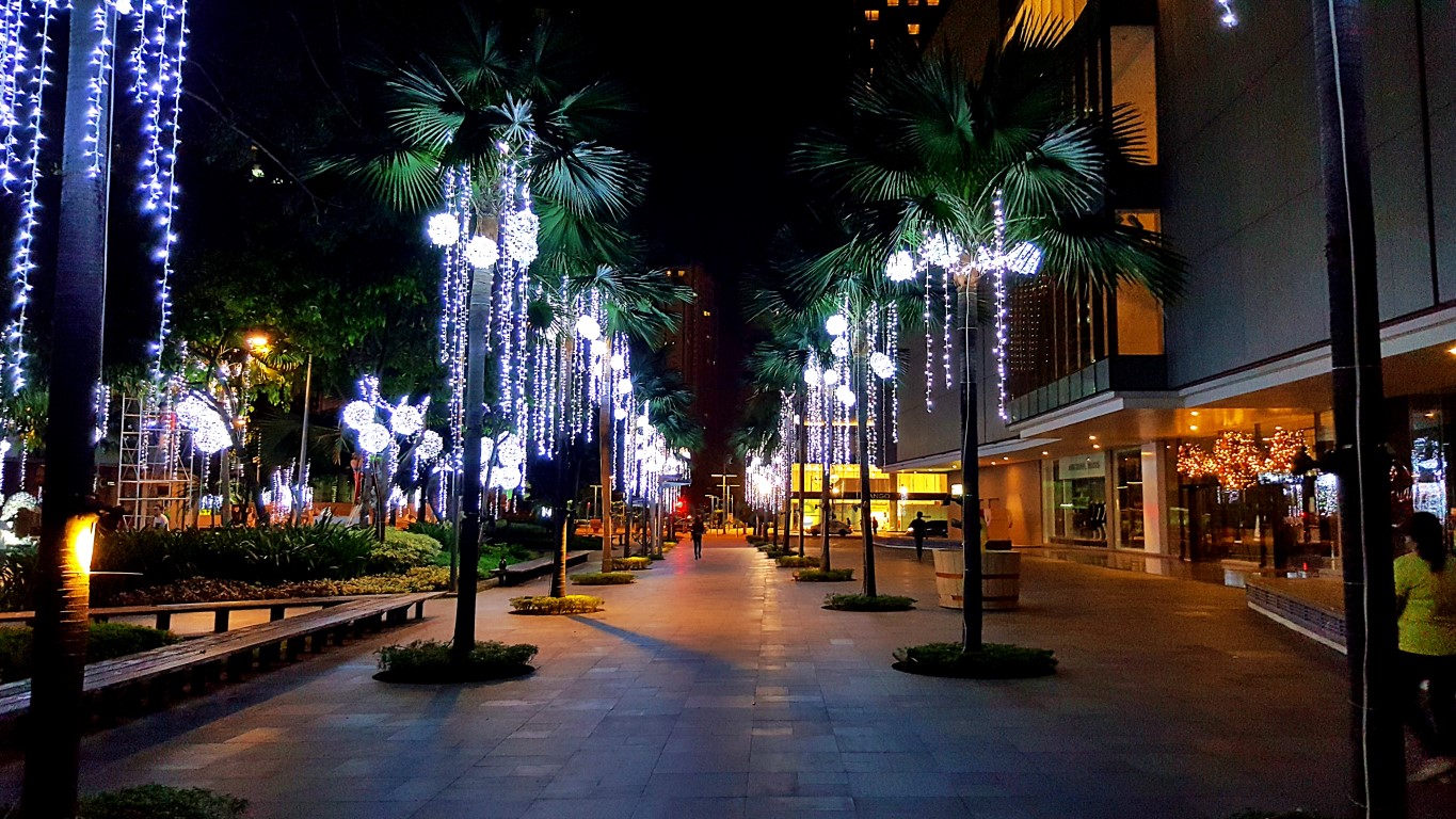 bonifacio high street adorned with thousands of Christmas lights