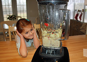 After chewing a piece of apple to start the digestive process, Tessa watched as I blended the rest of the apple with a little water in my Vitamix to illustrate how food turns into mush in our stomachs.