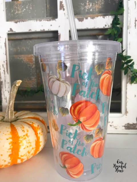 Pick a patch pumpkins insulated cup plastic straw