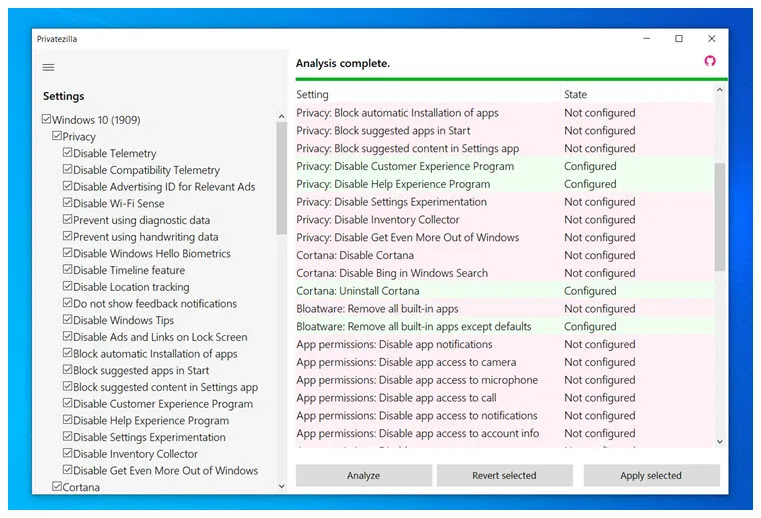 Privatezilla : Διαμορφώσετε το απόρρητο σας στα Windows 10