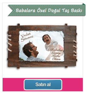 Babalara Özel Ahşap Çerçeveli Doğal Taş Baskı