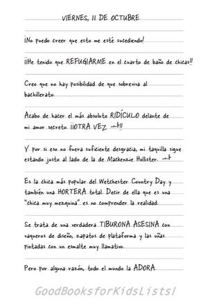 sample page #1 from the Spanish edition of TALES FROM A NOT-SO-POPULAR PARTY GIRL (Cuando No Eres la Reina de la Fiesta Precisamente)