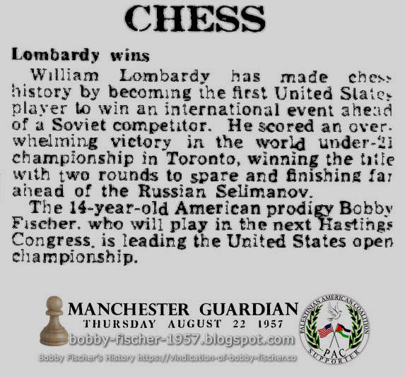 Bobby Fischer to Play in Next Hastings Congress and Leading Open Championship