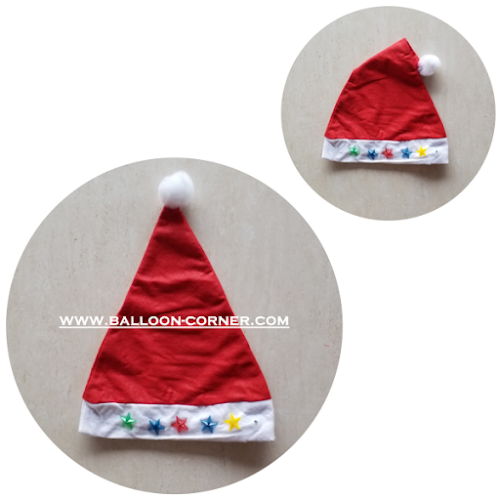 Topi Santa Claus Lampu LED Warna Rainbow