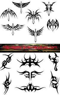 Tribal Tattoo Set  Vector & Font Type