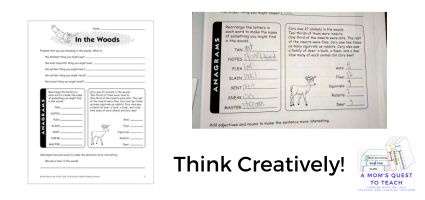 inside workbook showing In the Woods page