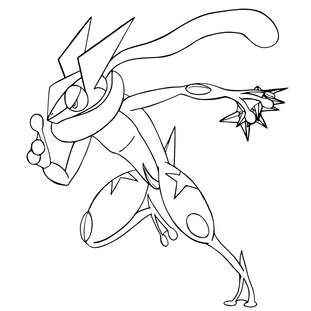 Mega Greninja Attack Coloring Page - Free Printable Coloring Pages for Kids