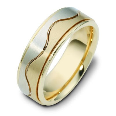 Wedding Rings Two Tone Gold And Platinum With Waves Design