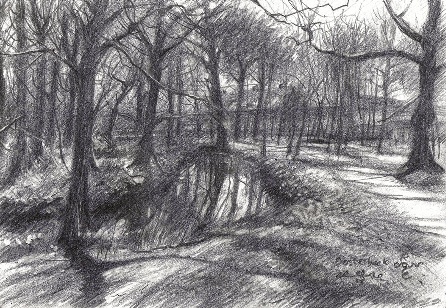 02-Forest-and-the-canal-Nature-Drawings-Corne-Akkers-www-designstack-co