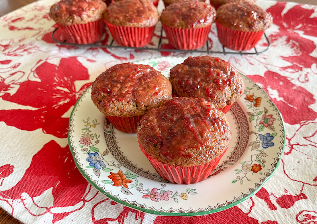 Food Lust People Love: Raspberry yogurt AND raspberry jam are whisked through the creamy batter for these tasty raspberry yogurt jam muffins. They are a real teatime treat!