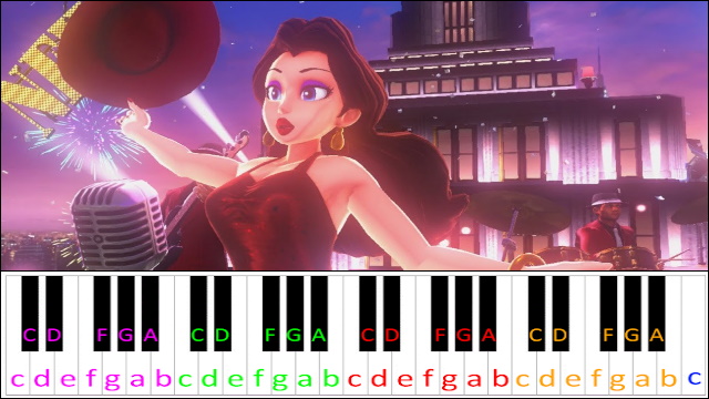 Jump Up, Super Star! (Mario Odyssey) Hard Version Piano / Keyboard Easy Letter Notes for Beginners