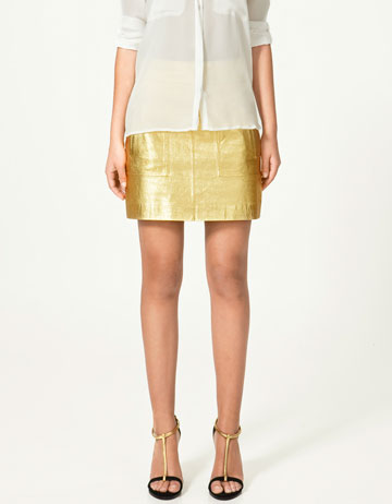 Zara Gold Metallic Skirt