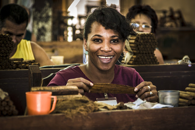 a Cuban Girl working in a Cigar factory in Trinidad