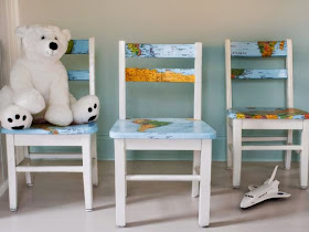 DIY decopage map chairs