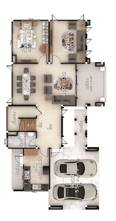 Plan maison de 17,5 x 9 avec 4 chambres