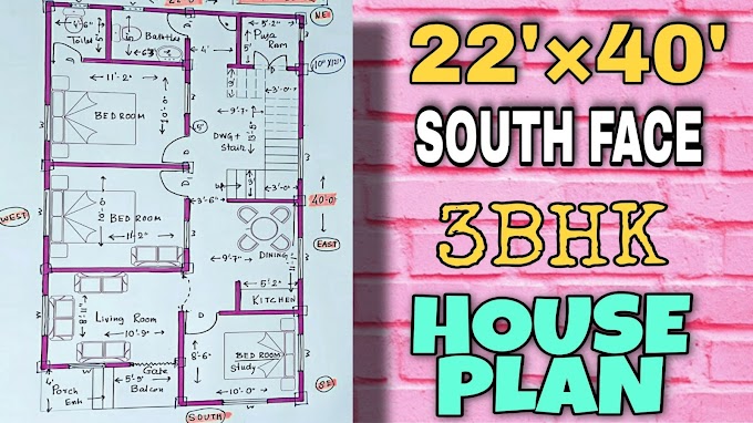 3BHK 22x40 House Plan| South Facing House As Per Vastu