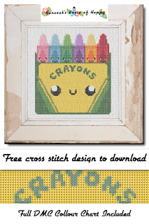 kawaii crayons cross stitch pattern