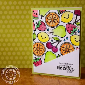 Sunny Studio: Fresh & Fruity Sweet Friend Fruit Card by Eloise Blue.