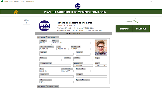 Ficha de membro