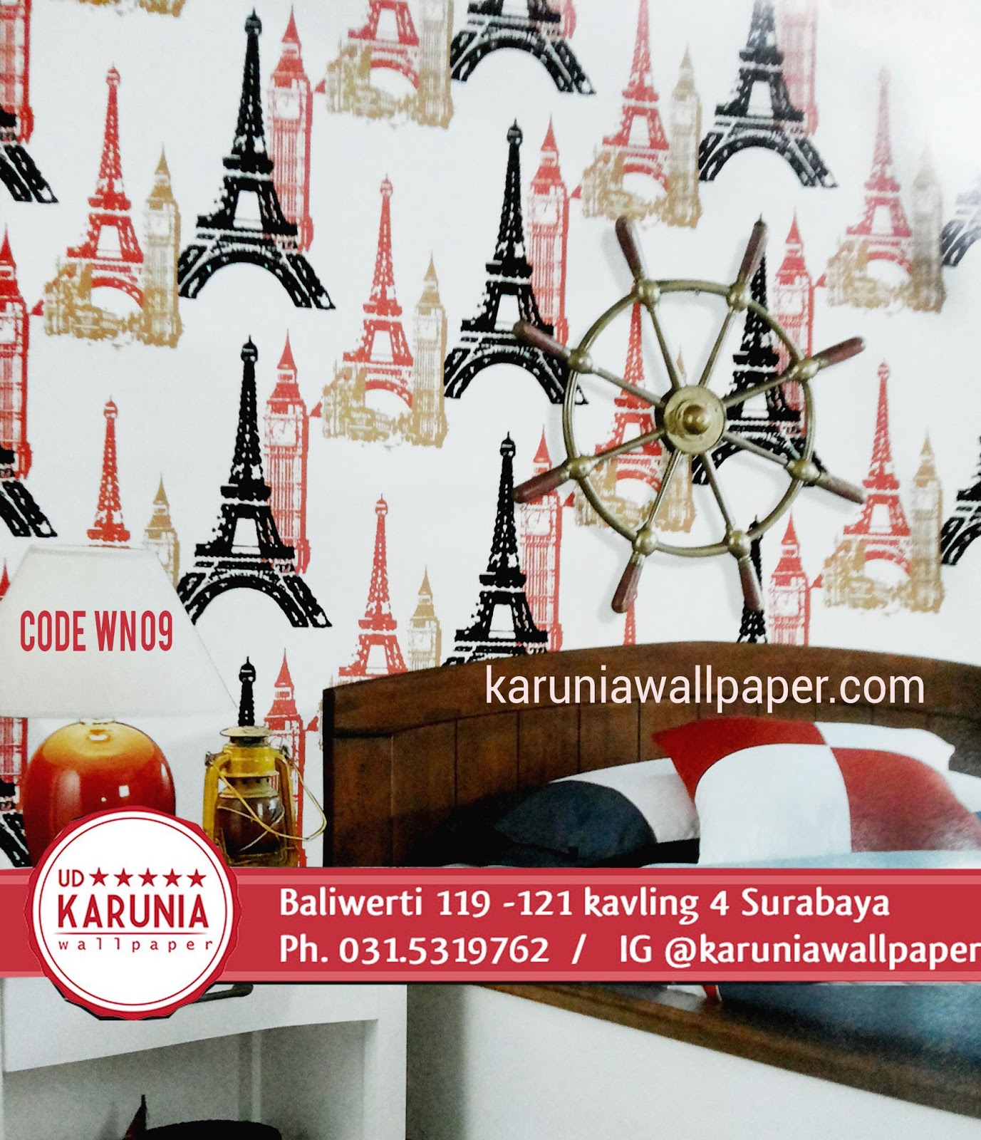 jual wallpaper dinding motif paris karuniawallpaper