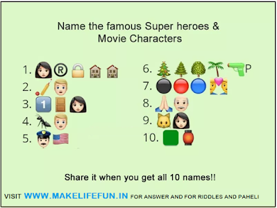 Guess the Names of the Famous Super-Heroes and Movie Characters ?