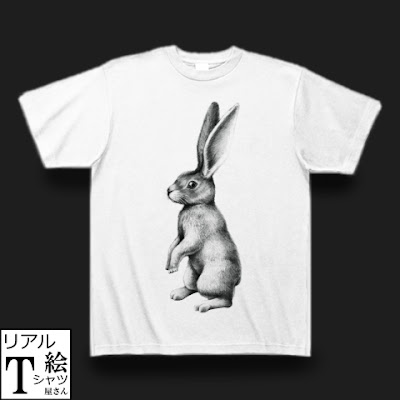 イラストTシャツ　リアルイラストTシャツ　ウサギのイラストTシャツ