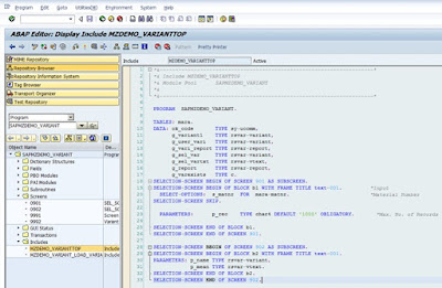 Creation of Selection Screen Variant in Module Pool Programming