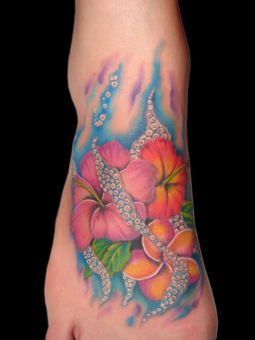 flower ankle tattoos