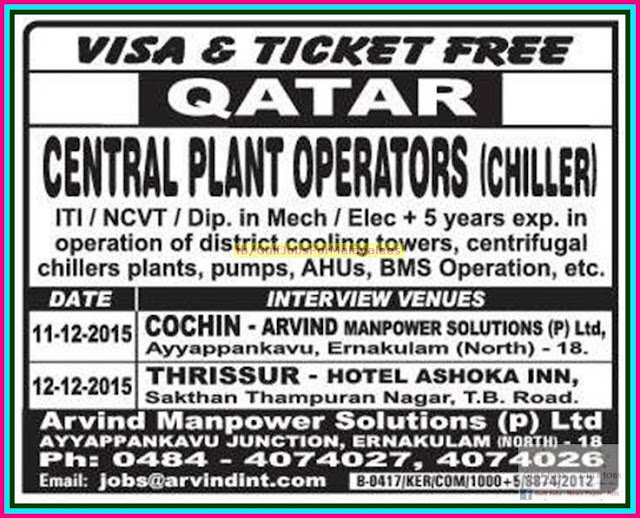Large job vacancies for Qatar - Visa & Ticket free
