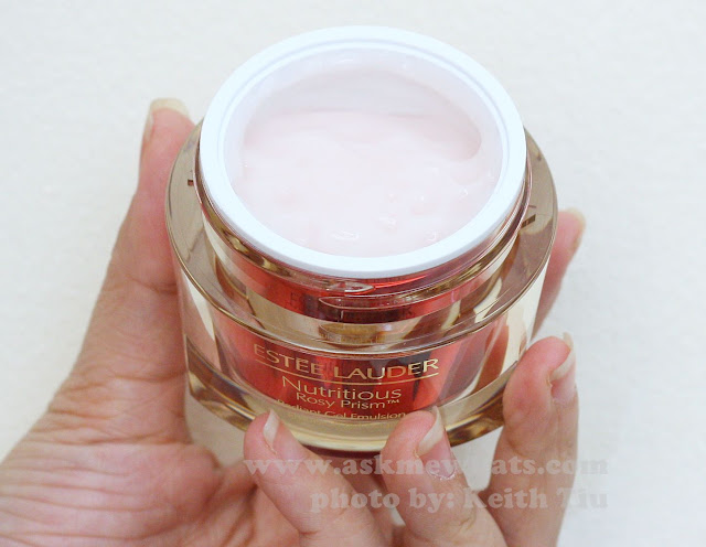 A photo of Estée Lauder’s NEW Nutritious Rosy Prism™ Radiant Gel Emulsion