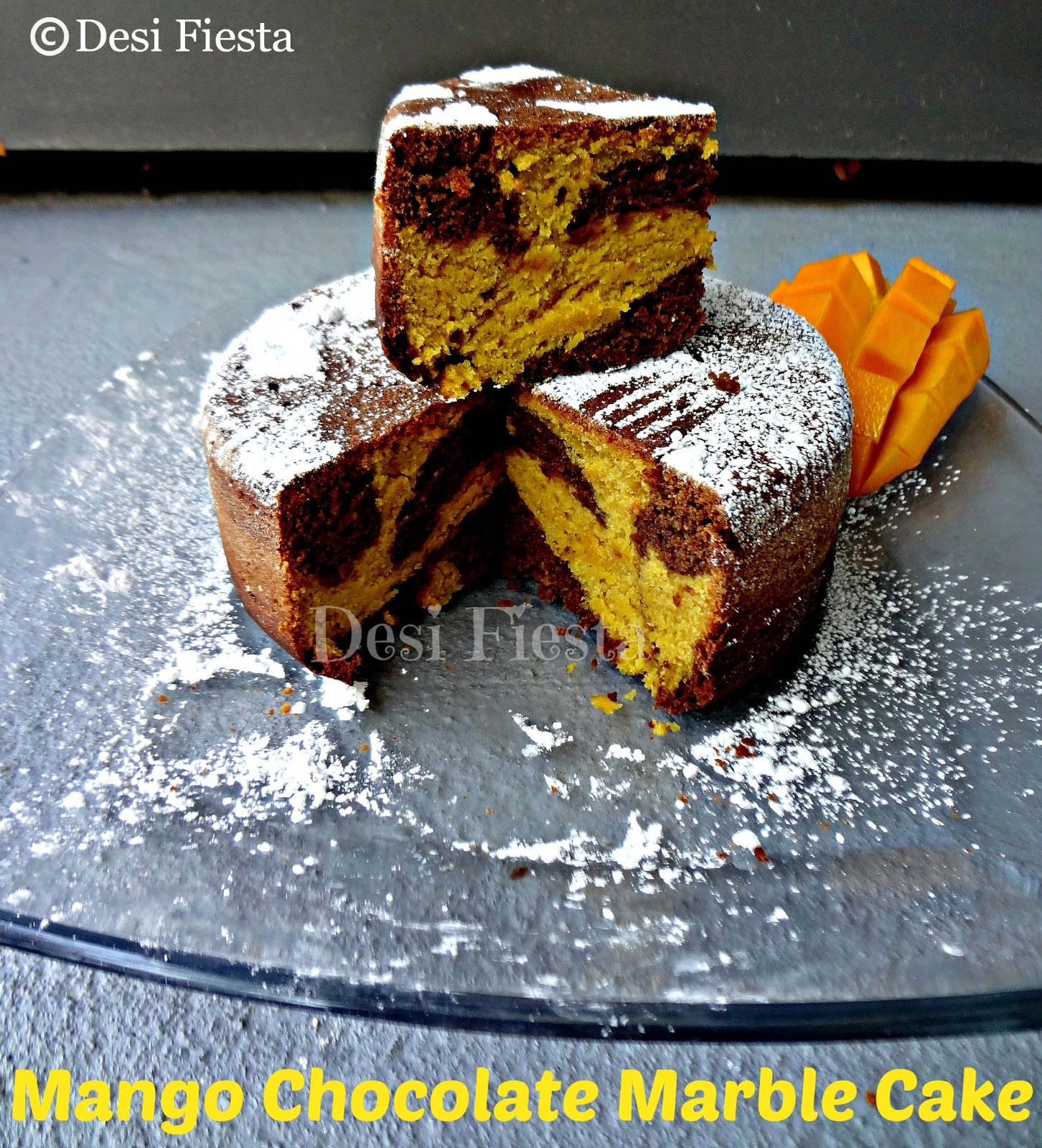 Desi cake to make & how  eggless Butterless : Marble Fiesta Chocolate Cake Mango  buttermilk Eggless