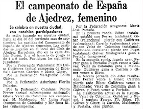 Campeonato de España femenino 1961, recorte de La Vanguardia