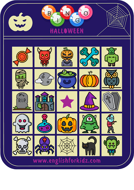 Printable Halloween bingo game