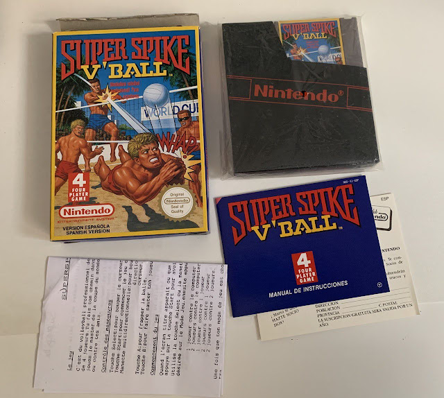Caja, instrucciones, funda y corcho del juego Super Spike V'Ball español afrancesado