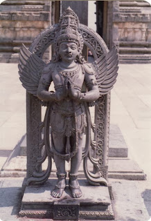 Garuda, the solar bird with golden wings who rules the sky; Deccan stone carving 