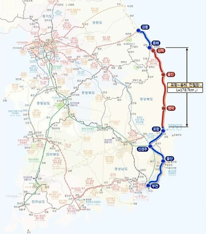 국토부, 24일 동해선(포항~동해) 전철화 기본 및 실시설계 착수