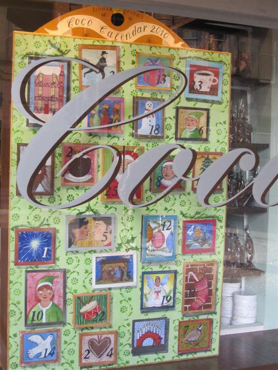  advent calendar for the window of the tastetastic Coco chocolate shop 