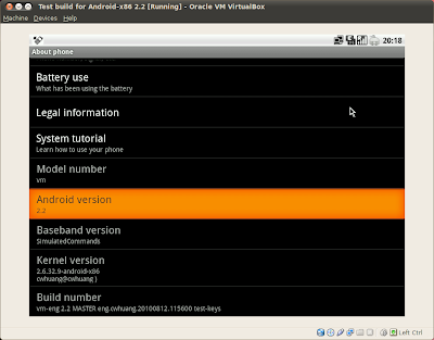 Android-x86 2.2 (Froyo-x86) on virtual machine